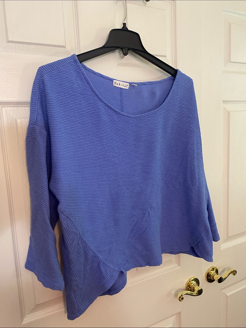 Habitat XL top Periwinkle Scoop-Neck Ribbed Tunic pullover XL ribbed